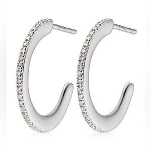 MONICA VINADER Diamond Fiji Skinny Hoop Diamond Earrings BRAND NEW $498